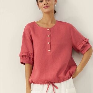 Chic Red Button-Up Blouse